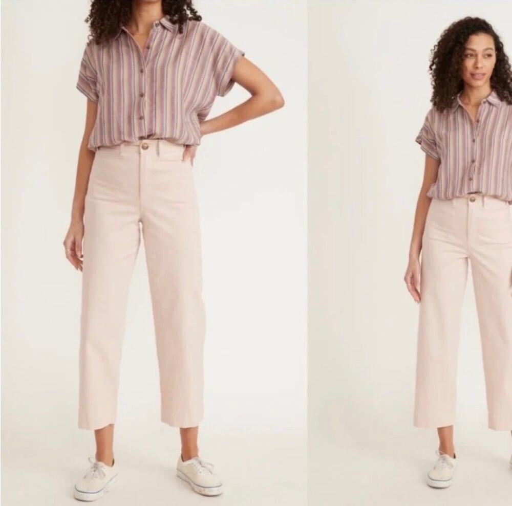 Marine Layer Bridget Slim Wide Leg Crop Pants Blush Pink Size 4